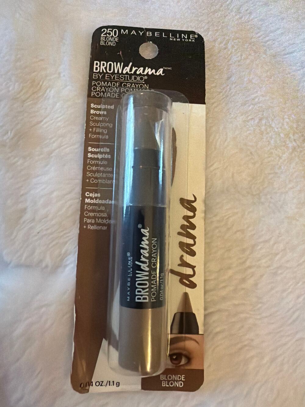 Maybelline Brow Drama Pomade Crayon 250 Blonde Sculpting Filling Eyebrow NEW